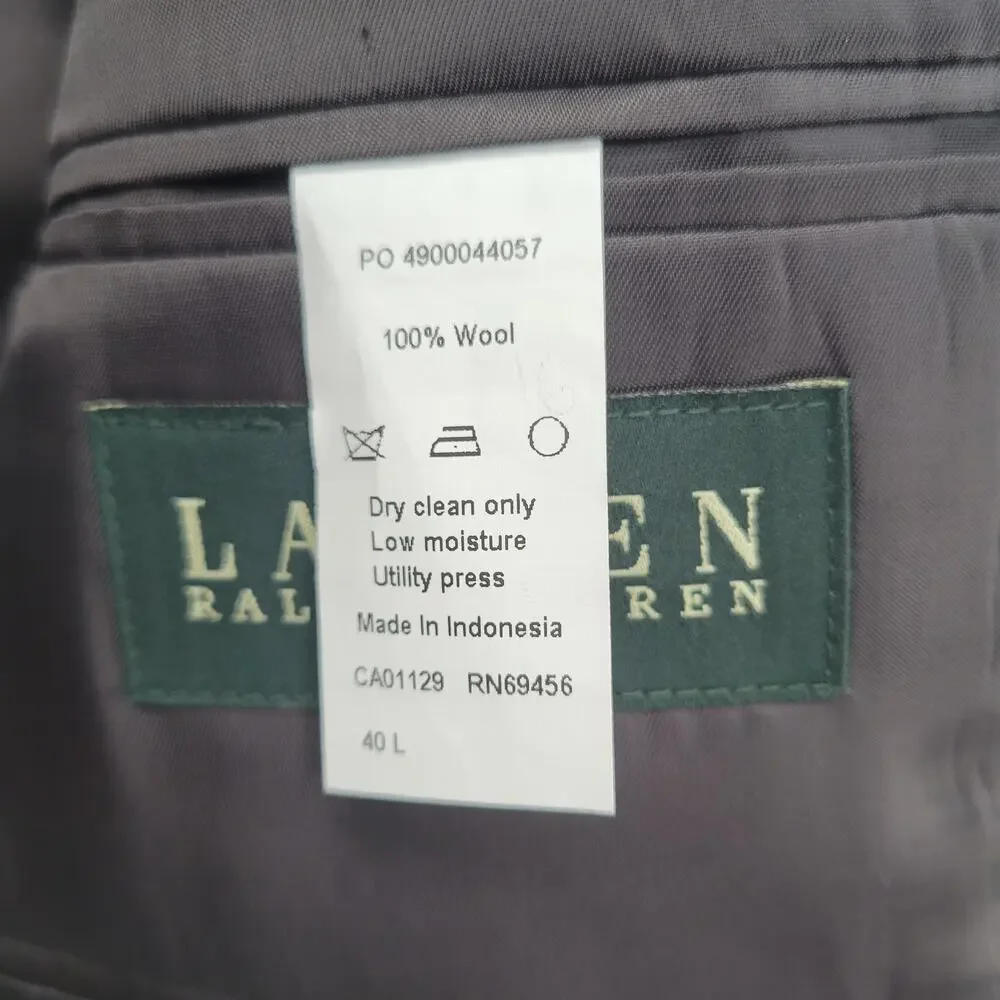 Lauren Ralph Lauren 100% wool gray sports jacket blazer suit size 40L